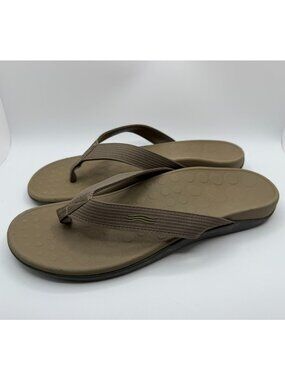 Vionic Wave Flip Flop Sandals Unisex MN 13/ WN 14 Khaki Mesh Ortho Arch Support